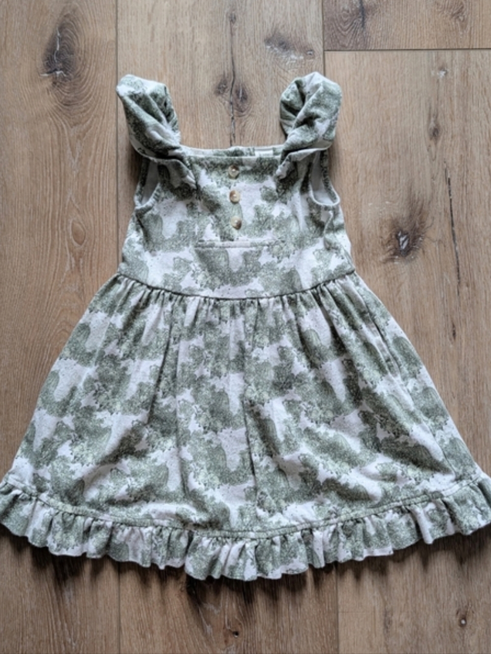 kate quinn Green Floral Ruffle Strap Dress